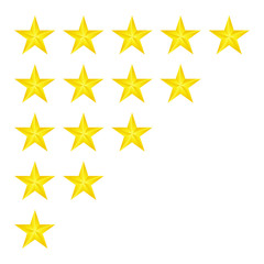rating gold stars isolated on white,vector illustration