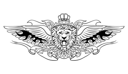 Winged Roaring Lion Shield Insignia