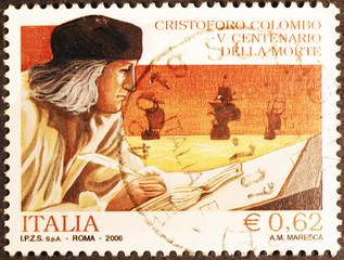 Christopher Columbus on italian postage stamp
