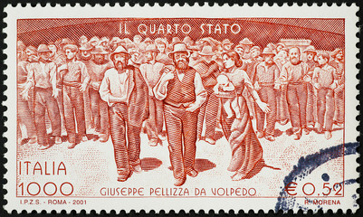 Painting The Fourth Estate on italian postage stamp
