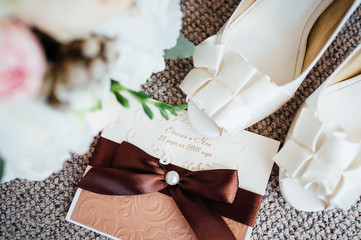 Wedding floristics and details. Wedding invitations.