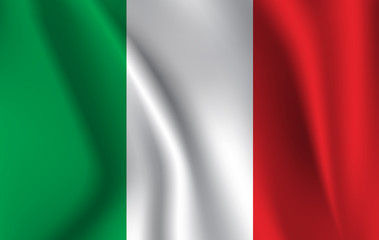 Obraz premium The national flag of Italy. The symbol of the state on wavy silk fabric. Realistic illustration.
