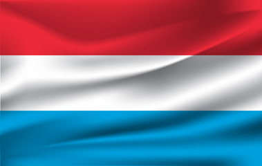 Illustration of waving flag of Luxemburg, isolated flag icon, EPS 10 contains transparency.