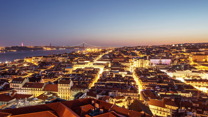 Lisbon at night - view from Castelo de Sao Jorge.