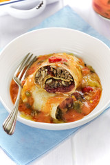 Beef enchiladas with tomato sauce and cheese 