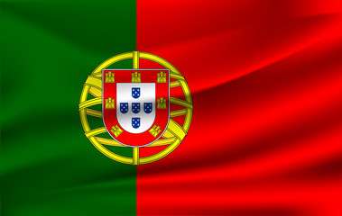 Obraz premium Portugal flag . flag of Portugal blowig in the wind. EPS 10.
