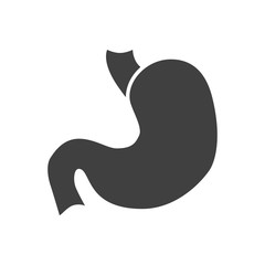 Stomach Glyph Related Vector Icon. Isolated on the White Background. Editable EPS file. Related Vector illustration.