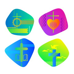 A set of bright colored Christian logos for the church, ministry, conference, camp, etc.