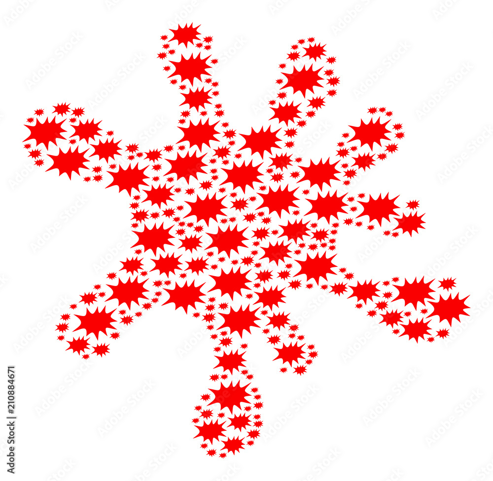 Poster spot mosaic created from boom bang components in different sizes. abstract vector splat illustration