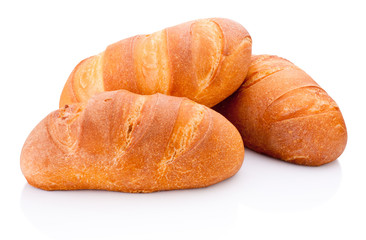 Three loaf of bread isolated on white background