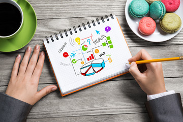 Businesswoman making business notes
