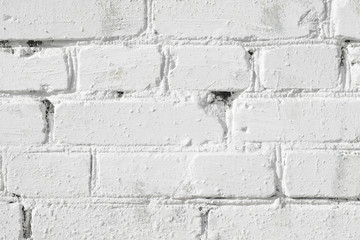 White Brick Wall Texture. White Background. Old Masonry Brickwork Painted on White