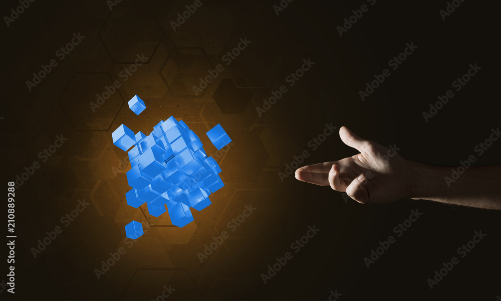 Poster idea of new technologies and integration presented by cube figure