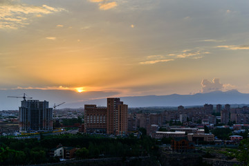 Beautiful sunset over Yerevan