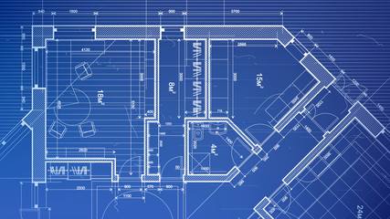 vector architectural plan - abstract architectural blueprint of a modern residential building / technology, industry, business concept illustration: real estate, building, construction & architecture