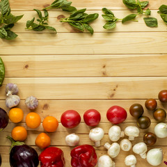 Fresh vegetables on a rustic table.Healthy eating.