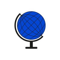 Set sketch Globe blue world icon