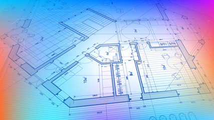 vector architectural plan - abstract architectural blueprint of a modern residential building / technology, industry, business concept illustration: real estate, building, construction & architecture