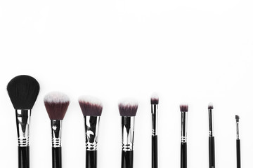 Brushes set for make up on white background.