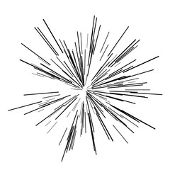 Speed lines. Radiating from the center of thin beams, lines. Vector illustration. Icon black on white. Design element.