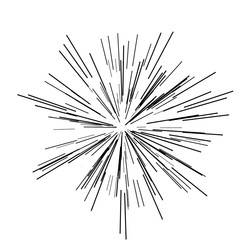 Fototapeta premium Speed lines. Radiating from the center of thin beams, lines. Vector illustration. Icon black on white. Design element.