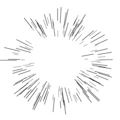 Obraz premium Speed lines. Radiating from the center of thin beams, lines. Vector illustration. Icon black on white. Design element.