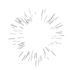 Fototapeta premium Speed lines. Radiating from the center of thin beams, lines. Vector illustration. Icon black on white. Design element.