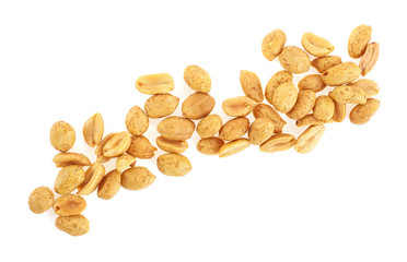 Roasted salted peanuts isolated on a white background