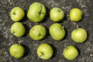 green apples on granite stone