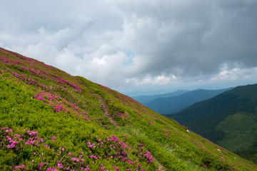 Trail leading along a mountain ridge to the horizon