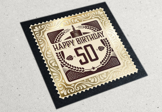 Square Stamp-Style Birthday Card Layout