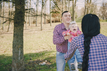 Fototapeta premium family in a wood