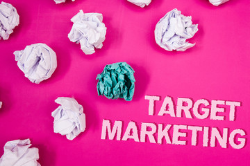 Text sign showing Target Marketing. Conceptual photo Market Segmentation Audience Targeting...