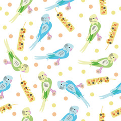 Budgie parrot seamless pattern