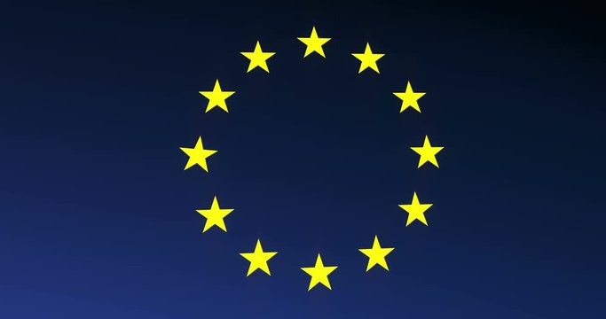 European Union Flag Stars Falling Because of Crisis Rendered 4k Animation Video Clip.