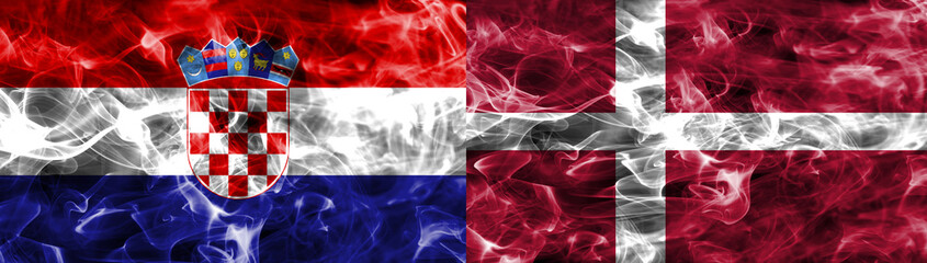 Croatia vs Denmark smoke flag, quarter finals,  football world cup 2018, Moscow, Russia