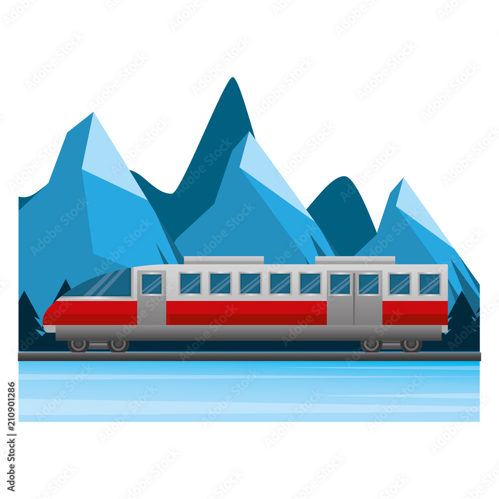 Canvas Prints travel train tourism winter mountain scene