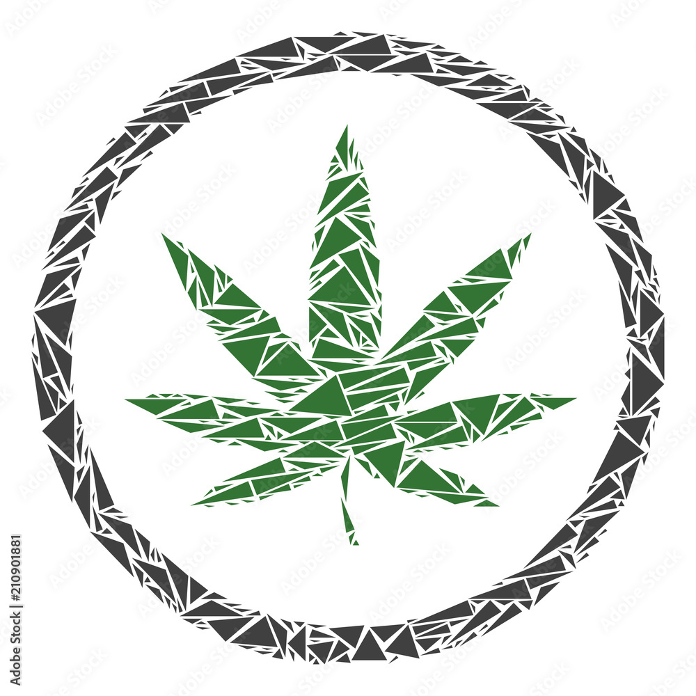 Poster cannabis collage of triangle items in various sizes and shapes. vector triangles are combined into c