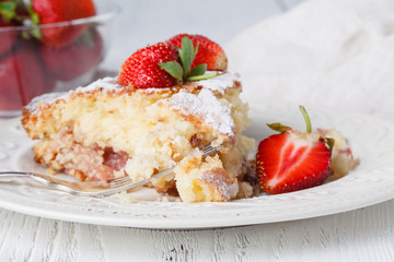Cake with fresh berryes on a table