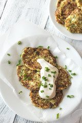 Zucchini fritters with greek yogurt