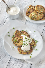 Zucchini fritters with greek yogurt
