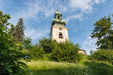 Fototapeta na wymiar Old Castle belfry in Banska Stiavnica, central Slovakia