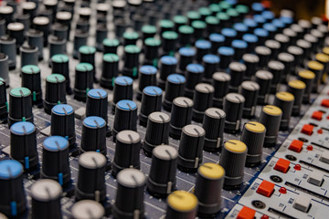 Control panel of sound mixer