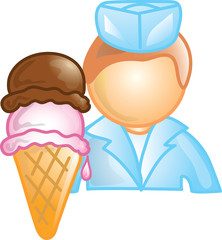 Illustration of a ice cream server icon with an ice cream cone. This icon is part of the food industry icon collection.