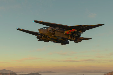 aircraft space ship exploring around