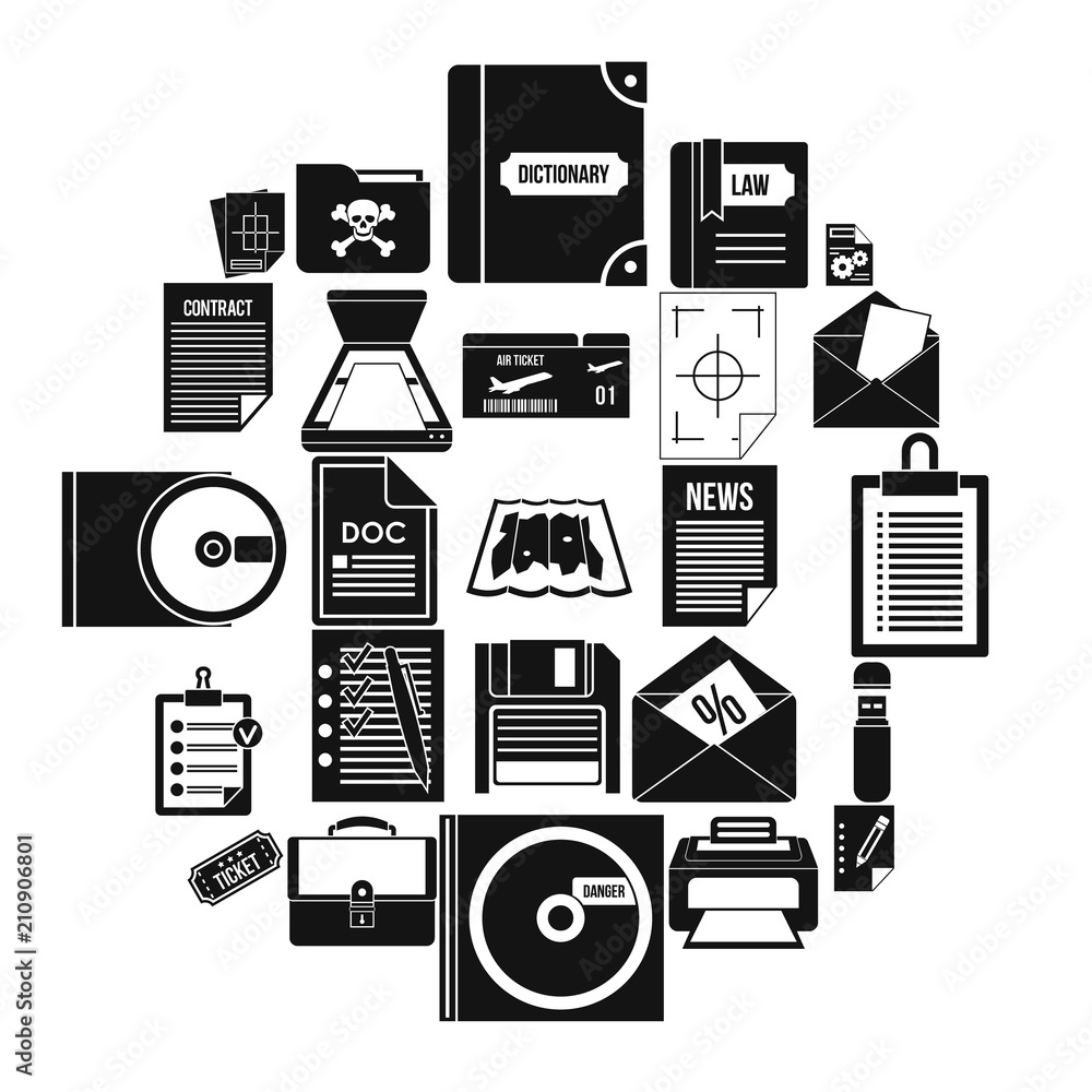 Aufkleber text icons set. simple set of 25 text vector icons for web isolated on white background