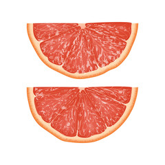 Realistic 3d Vector Illustration of half  sliced grapefruit. Colourful citrus. Good for packaging design and ad.