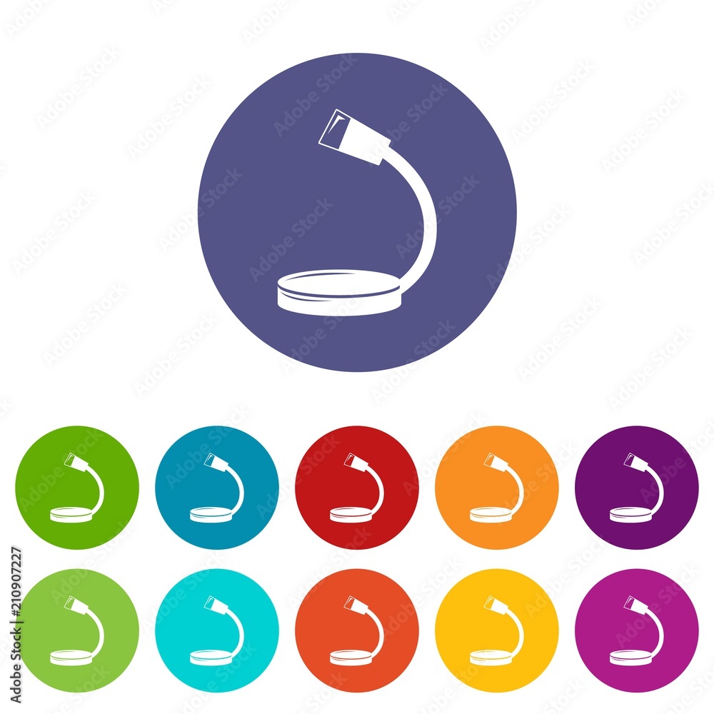 Poster table microphone icons color set vector for any web design on white background