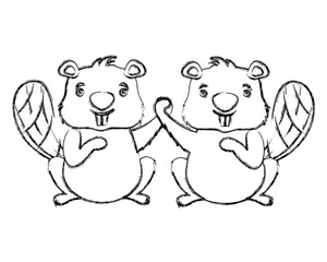 beavers animal isolated icon