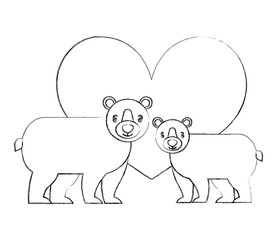 bears grizzly with heart isolated icon